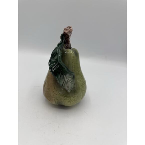 Vintage Ceramic Pear Figurine with Leaf & Branch Stem – 5.5” Tall - Picture 2 of 6